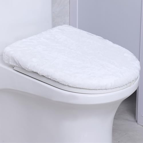 Insun 2 Stück Toiletten Sitzbezug mit Gummizug, WC Deckelbezug aus Mikrofaserstoff für Meisten Toilettendeckel Weiß von Insun