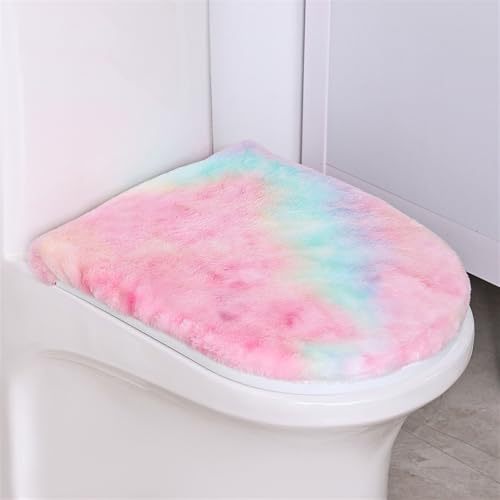 Insun 2 Stück WC Deckelbezug aus Mikrofaserstoff, Toiletten Sitzbezug mit Gummizug für Meisten Toilettendeckel Regenbogen 5 von Insun