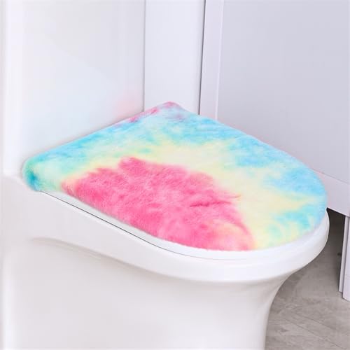 Insun 2 Stück WC Deckelbezug aus Mikrofaserstoff, Toiletten Sitzbezug mit Gummizug für Meisten Toilettendeckel Regenbogen 8 von Insun