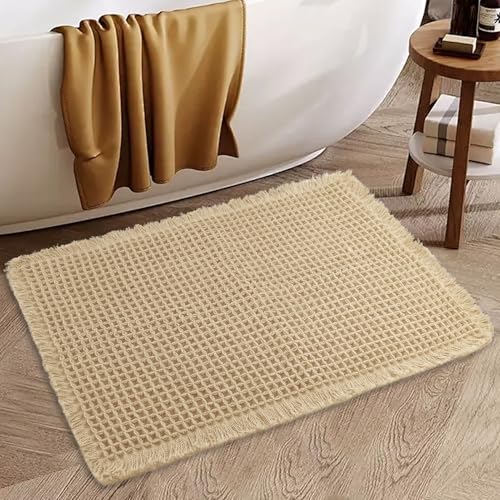 Insun 3D Waffelmuster Badezimmerteppich, Badematte rutschfest Saugfähig Waschbar für Wohnzimmer Schlafzimmer Badezimmer Beige 46 x 77 cm Insun 3D Waffelmuster Badezimmerteppich, Badematte rutschfest Saugfähig Waschbar für Wohnzimmer Schlafzimmer Badezimmer Beige 46 x 77 cm von Insun