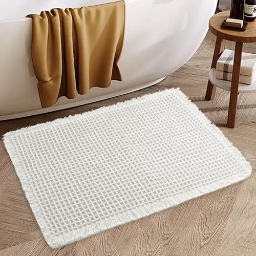 Insun 3D Waffelmuster Badezimmerteppich, Badematte rutschfest Saugfähig Waschbar für Wohnzimmer Schlafzimmer Badezimmer Creme 43 x 61 cm Insun 3D Waffelmuster Badezimmerteppich, Badematte rutschfest Saugfähig Waschbar für Wohnzimmer Schlafzimmer Badezimmer Creme 43 x 61 cm von Insun