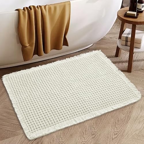 Insun 3D Waffelmuster Badezimmerteppich, Badematte rutschfest Saugfähig Waschbar für Wohnzimmer Schlafzimmer Badezimmer Elfenbein 61 x 120 cm Insun 3D Waffelmuster Badezimmerteppich, Badematte rutschfest Saugfähig Waschbar für Wohnzimmer Schlafzimmer Badezimmer Elfenbein 61 x 120 cm von Insun