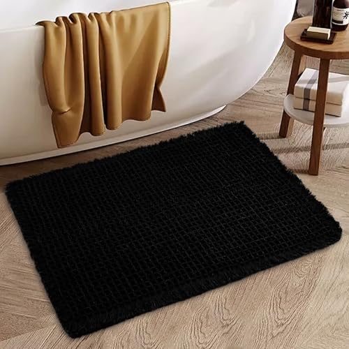 Insun 3D Waffelmuster Badezimmerteppich, Badematte rutschfest Saugfähig Waschbar für Wohnzimmer Schlafzimmer Badezimmer Schwarz 51 x 81 cm Insun 3D Waffelmuster Badezimmerteppich, Badematte rutschfest Saugfähig Waschbar für Wohnzimmer Schlafzimmer Badezimmer Schwarz 51 x 81 cm von Insun