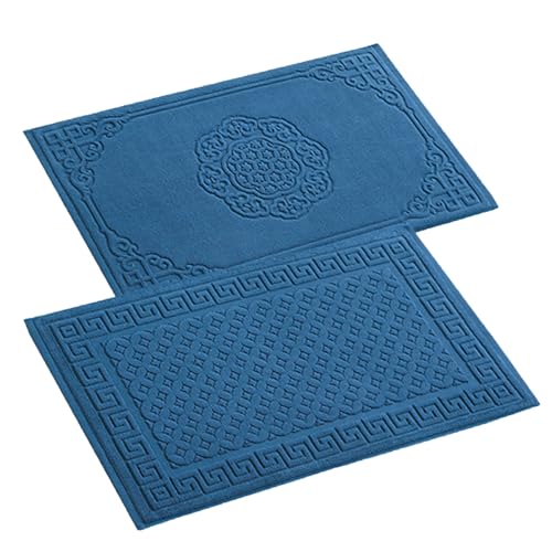 Insun Badezimmerteppich Baumwolle, Frottee Duschvorleger Saugfähig Maschinenwaschbar Blau 10 2er Set 75 x 45 cm von Insun