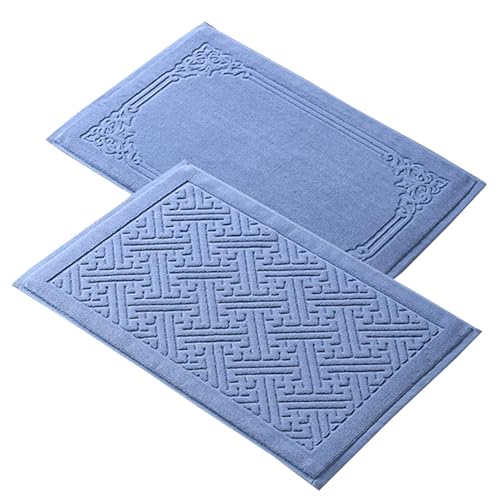 Insun Badezimmerteppich Baumwolle, Frottee Duschvorleger Saugfähig Maschinenwaschbar Blau 11 2er Set 75 x 45 cm von Insun