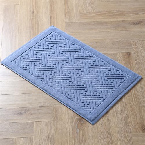 Insun Badezimmerteppich Baumwolle, Frottee Duschvorleger Saugfähig Maschinenwaschbar Blau 5 75 x 45 cm von Insun