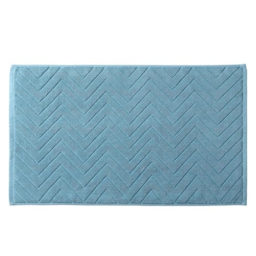 Insun Badezimmerteppich Baumwolle, Frottee Duschvorleger Saugfähig Maschinenwaschbar Blau Wellen 75 x 45 cm von Insun