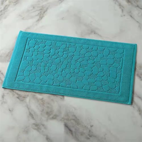 Insun Badezimmerteppich Baumwolle, Frottee Duschvorleger Saugfähig Maschinenwaschbar Blaugrün Kopfsteinpflaster 75 x 45 cm von Insun