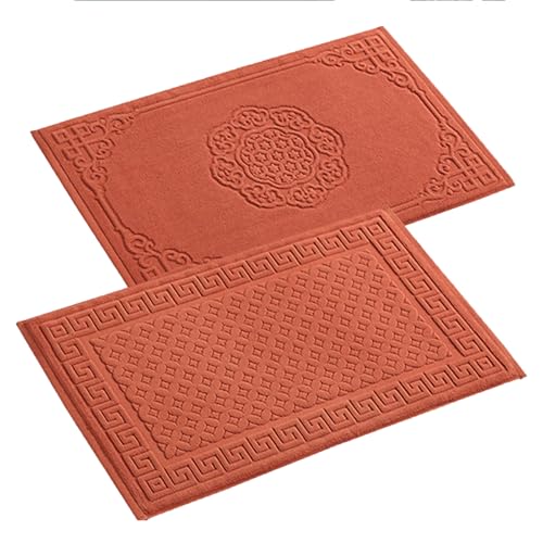 Insun Badezimmerteppich Baumwolle, Frottee Duschvorleger Saugfähig Maschinenwaschbar Burnt 10 2er Set 75 x 45 cm von Insun