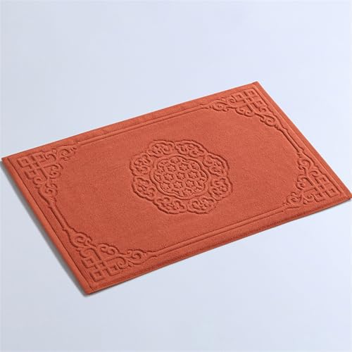 Insun Badezimmerteppich Baumwolle, Frottee Duschvorleger Saugfähig Maschinenwaschbar Gebranntes Orange Medaillon 75 x 45 cm von Insun