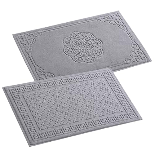 Insun Badezimmerteppich Baumwolle, Frottee Duschvorleger Saugfähig Maschinenwaschbar Grau 10 2er Set 75 x 45 cm von Insun
