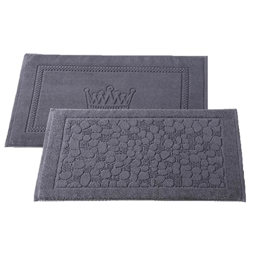 Insun Badezimmerteppich Baumwolle, Frottee Duschvorleger Saugfähig Maschinenwaschbar Grau 8 2er Set 75 x 45 cm von Insun