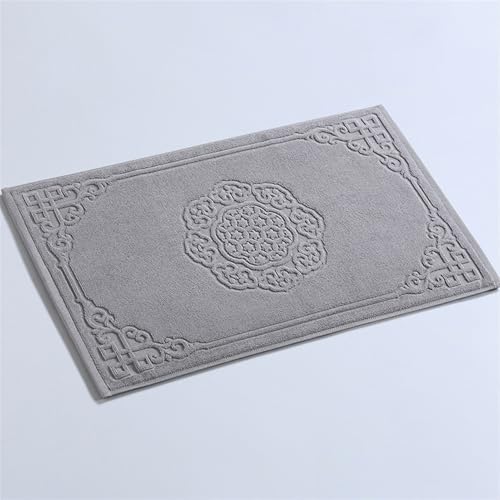 Insun Badezimmerteppich Baumwolle, Frottee Duschvorleger Saugfähig Maschinenwaschbar Grau Medaillon 75 x 45 cm von Insun