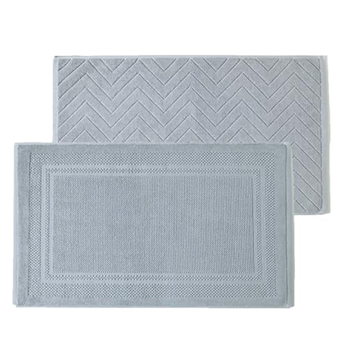Insun Badezimmerteppich Baumwolle, Frottee Duschvorleger Saugfähig Maschinenwaschbar Hellgrau 9 2er Set 75 x 45 cm von Insun