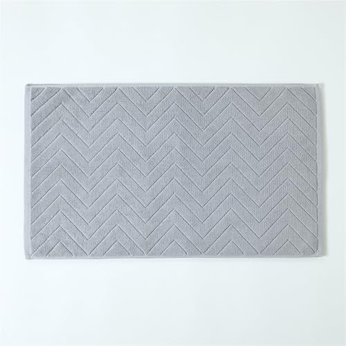 Insun Badezimmerteppich Baumwolle, Frottee Duschvorleger Saugfähig Maschinenwaschbar Hellgrau Wellen 75 x 45 cm von Insun