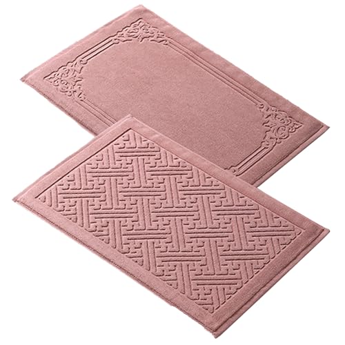 Insun Badezimmerteppich Baumwolle, Frottee Duschvorleger Saugfähig Maschinenwaschbar Rosa 11 2er Set 75 x 45 cm von Insun
