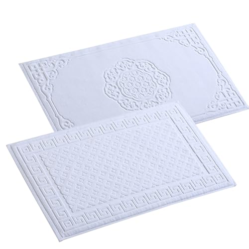 Insun Badezimmerteppich Baumwolle, Frottee Duschvorleger Saugfähig Maschinenwaschbar Weiß 10 2er Set 75 x 45 cm von Insun