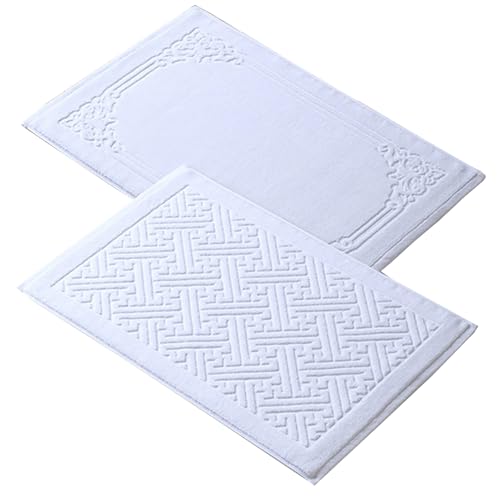 Insun Badezimmerteppich Baumwolle, Frottee Duschvorleger Saugfähig Maschinenwaschbar Weiß 11 2er Set 75 x 45 cm von Insun