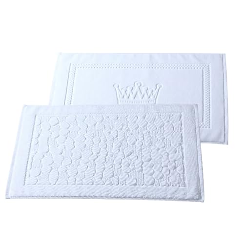 Insun Badezimmerteppich Baumwolle, Frottee Duschvorleger Saugfähig Maschinenwaschbar Weiß 8 2er Set 75 x 45 cm von Insun