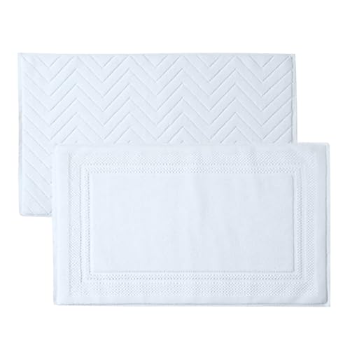 Insun Badezimmerteppich Baumwolle, Frottee Duschvorleger Saugfähig Maschinenwaschbar Weiß 9 2er Set 75 x 45 cm von Insun
