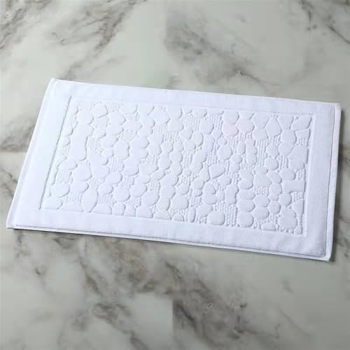 Insun Badezimmerteppich Baumwolle, Frottee Duschvorleger Saugfähig Maschinenwaschbar Weiß Kopfsteinpflaster 75 x 45 cm von Insun