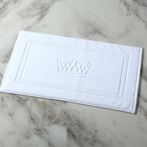 Insun Badezimmerteppich Baumwolle, Frottee Duschvorleger Saugfähig Maschinenwaschbar Weiß Krone 75 x 45 cm von Insun
