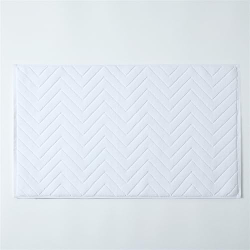 Insun Badezimmerteppich Baumwolle, Frottee Duschvorleger Saugfähig Maschinenwaschbar Weiß Wellen 75 x 45 cm von Insun