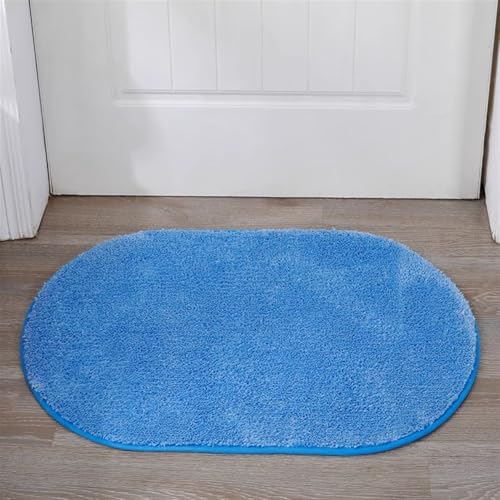 Insun Badezimmerteppich Oval Badematte rutschfest Badteppich Saugfähig Schnelltrocknend Maschinenwaschbar Blau 60 x 90 cm von Insun