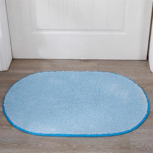 Insun Badezimmerteppich Oval Badematte rutschfest Badteppich Saugfähig Schnelltrocknend Maschinenwaschbar Hellblau 100 x 180 cm von Insun