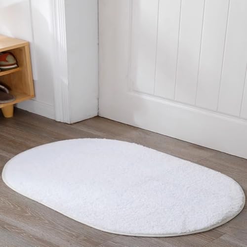 Insun Badezimmerteppich Oval Badematte rutschfest Badteppich Saugfähig Schnelltrocknend Maschinenwaschbar Weiß 60 x 90 cm von Insun