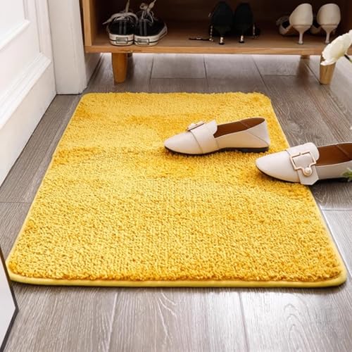 Insun Badezimmerteppich Rechteck Badematte rutschfest Badteppich Saugfähig Schnelltrocknend Maschinenwaschbar Gelb 60 x 100 cm von Insun
