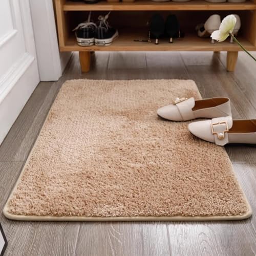 Insun Badezimmerteppich Rechteck Badematte rutschfest Badteppich Saugfähig Schnelltrocknend Maschinenwaschbar Khaki 110 x 140 cm von Insun