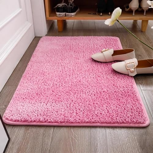 Insun Badezimmerteppich Rechteck Badematte rutschfest Badteppich Saugfähig Schnelltrocknend Maschinenwaschbar Rosa 140 x 200 cm von Insun