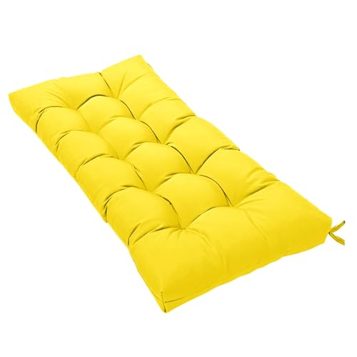 Insun Bankauflage Outdoor Wasserabweisend Wetterfest, Sitzkissen Bank mit Bindebänder für Gartenstuhl Innenbereich Gelb 92 x 38 cm von Insun
