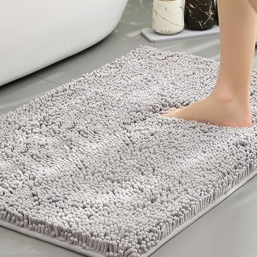 Insun Chenille Badezimmerteppich, Badematte rutschfest Saugfähig Waschbar für Wohnzimmer Schlafzimmer Badezimmer Hellgrau 60 x 90 cm Insun Chenille Badezimmerteppich, Badematte rutschfest Saugfähig Waschbar für Wohnzimmer Schlafzimmer Badezimmer Hellgrau 60 x 90 cm von Insun