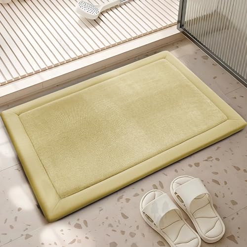 Insun Dick Memory Schaum Badematte, Badezimmerteppich rutschfest Saugfähig Waschbar für Badezimmer Gelb 40 x 60 cm von Insun