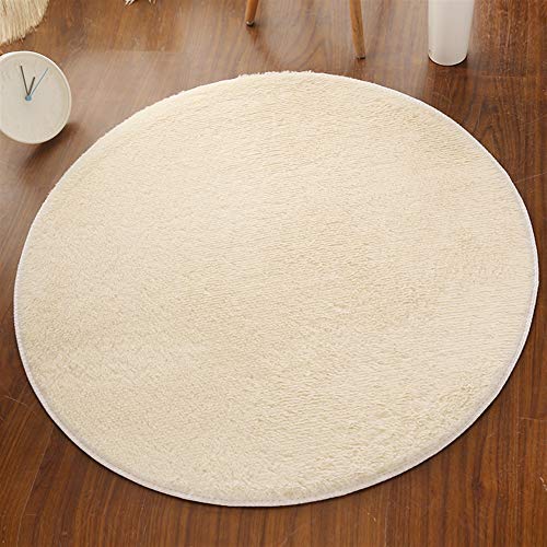 Insun Einfarbig Shaggy Teppich Hochflor Runden Teppiche Modern für Wohnzimmer Schlafzimmer Beige 40cm Durchmesser von Insun