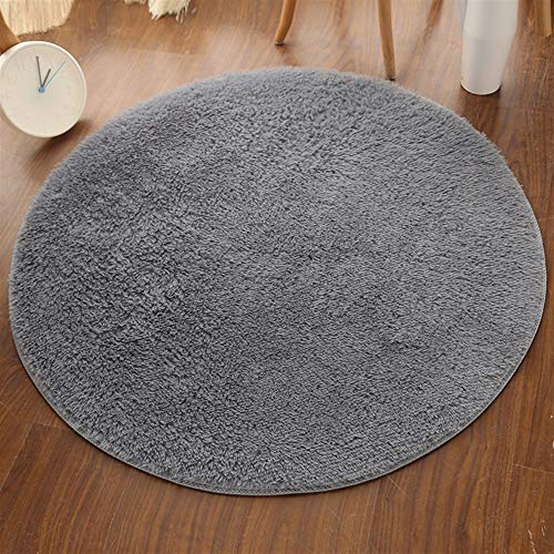 Insun Einfarbig Shaggy Teppich Hochflor Runden Teppiche Modern für Wohnzimmer Schlafzimmer Grau 110cm Durchmesser von Insun