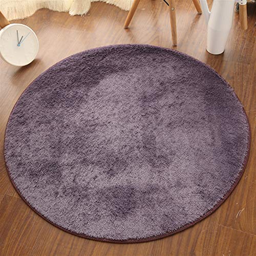 Insun Einfarbig Shaggy Teppich Hochflor Runden Teppiche Modern für Wohnzimmer Schlafzimmer Grau Violett 130cm Durchmesser von Insun