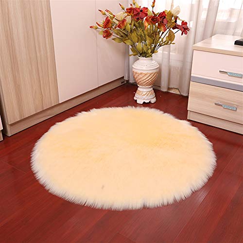 Insun Faux Lammfell Schaffell Teppich Flauschig Weiche Nachahmung Wolle Runden Teppich Langflor Matte für Wohnzimmer Schlafzimmer Kinderzimmer Auto Beige 150cm Durchmesser von Insun