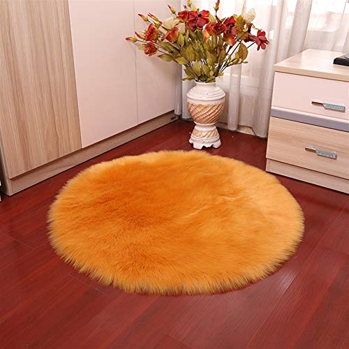 Insun Faux Lammfell Schaffell Teppich Flauschig Weiche Nachahmung Wolle Runden Teppich Langflor Matte für Wohnzimmer Schlafzimmer Kinderzimmer Auto Orange 100cm Durchmesser von Insun