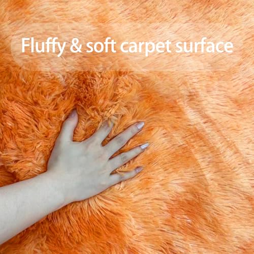 Insun Flauschig Hochflor Teppich Wohnzimmer, Waschbarer Carpet rutschfest, Shaggy Läufer für Schlafzimmer Flur Batik Optik Orange 150 x 210 cm Insun Flauschig Hochflor Teppich Wohnzimmer, Waschbarer Carpet rutschfest, Shaggy Läufer für Schlafzimmer Flur Batik Optik Orange 150 x 210 cm von Insun
