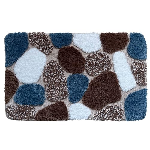 Insun Kieselstein Look Badezimmerteppich, Badematte rutschfest Saugfähig Waschbar Blau 50 x 80 cm Insun Kieselstein Look Badezimmerteppich, Badematte rutschfest Saugfähig Waschbar Blau 50 x 80 cm von Insun