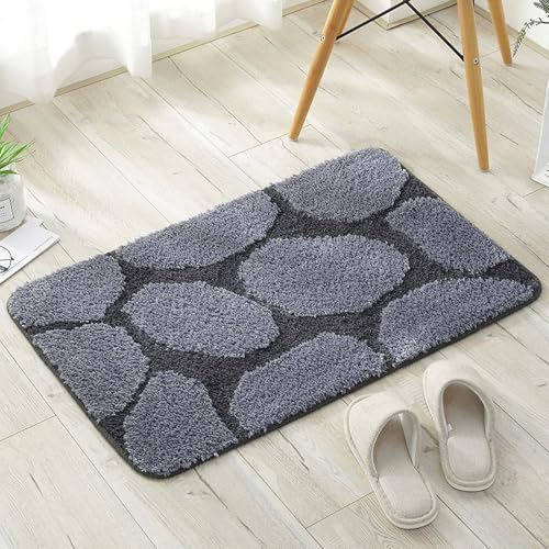 Insun Kieselstein Look Badezimmerteppich, Badematte rutschfest Saugfähig Waschbar für Badezimmer Grau Rechteckig 40 x 60 cm Insun Kieselstein Look Badezimmerteppich, Badematte rutschfest Saugfähig Waschbar für Badezimmer Grau Rechteckig 40 x 60 cm von Insun