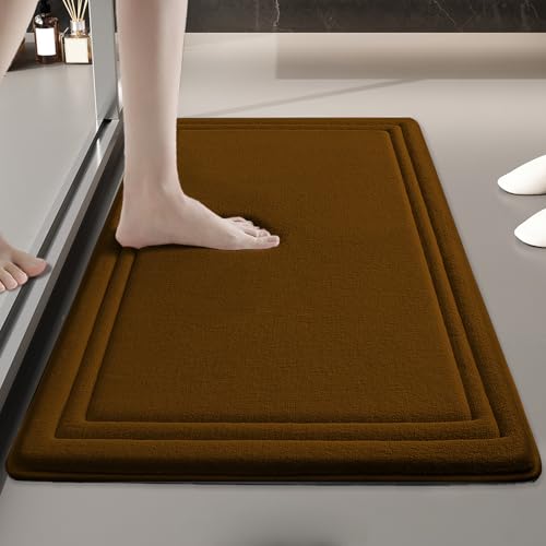 Insun Memoryschaum Badezimmerteppich, U Förmige WC Vorleger, Badematte rutschfest Saugfähig Braun Rechteckig 50 x 80 cm von Insun