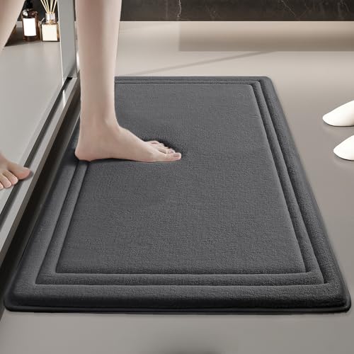 Insun Memoryschaum Badezimmerteppich, U Förmige WC Vorleger, Badematte rutschfest Saugfähig Dunkelgrau Rechteckig 50 x 80 cm Insun Memoryschaum Badezimmerteppich, U Förmige WC Vorleger, Badematte rutschfest Saugfähig Dunkelgrau Rechteckig 50 x 80 cm von Insun