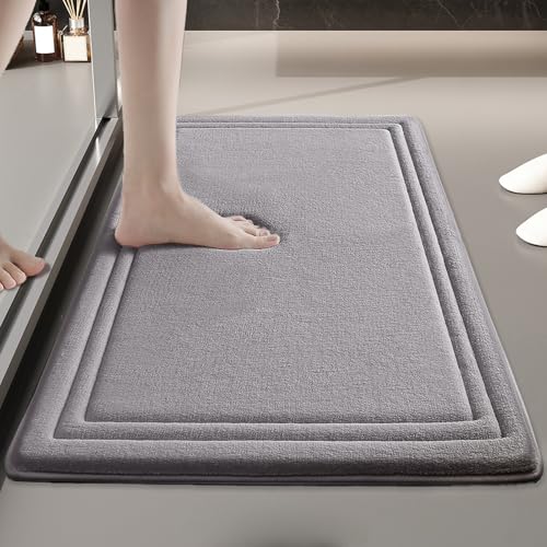 Insun Memoryschaum Badezimmerteppich, U Förmige WC Vorleger, Badematte rutschfest Saugfähig Hellgrau Rechteckig 40 x 60 cm Insun Memoryschaum Badezimmerteppich, U Förmige WC Vorleger, Badematte rutschfest Saugfähig Hellgrau Rechteckig 40 x 60 cm von Insun