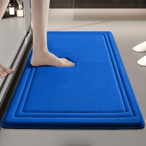 Insun Memoryschaum Badezimmerteppich, U Förmige WC Vorleger, Badematte rutschfest Saugfähig Königsblau Rechteckig 50 x 80 cm von Insun