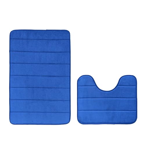 Insun Memoryschaum Badezimmerteppich Set 2 Teilig, Badematte rutschfest Saugfähig Waschbar für Badezimmer Königsblau 50 x 80 cm + U-förmig 40 x 50 cm Insun Memoryschaum Badezimmerteppich Set 2 Teilig, Badematte rutschfest Saugfähig Waschbar für Badezimmer Königsblau 50 x 80 cm + U-förmig 40 x 50 cm von Insun