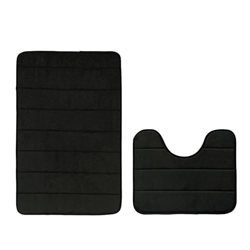 Insun Memoryschaum Badezimmerteppich Set 2 Teilig, Badematte rutschfest Saugfähig Waschbar für Badezimmer Schwarz 50 x 80 cm + U-förmig 40 x 50 cm Insun Memoryschaum Badezimmerteppich Set 2 Teilig, Badematte rutschfest Saugfähig Waschbar für Badezimmer Schwarz 50 x 80 cm + U-förmig 40 x 50 cm von Insun